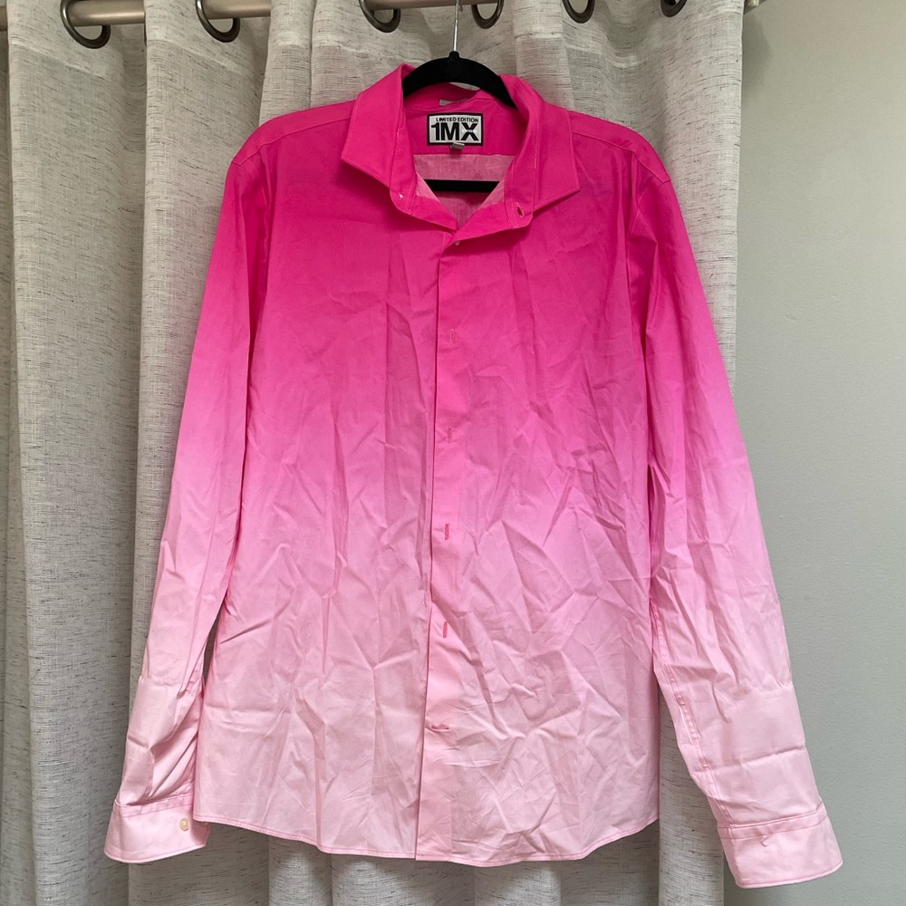 Express men’s limited edition 1MX pink ombre button up, fitted